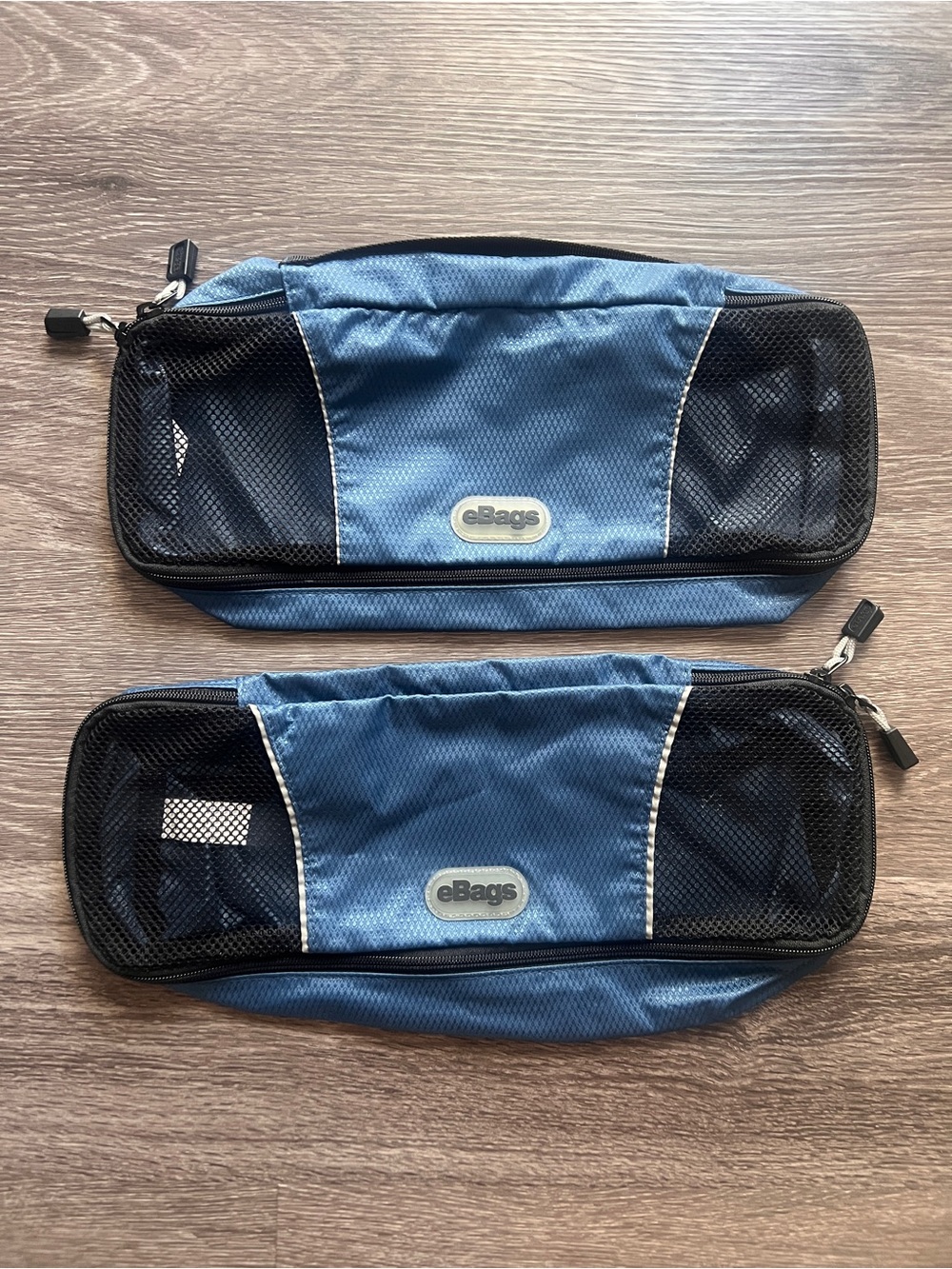 Blue Mesh Travel Organizer Pouches (Set of 2)